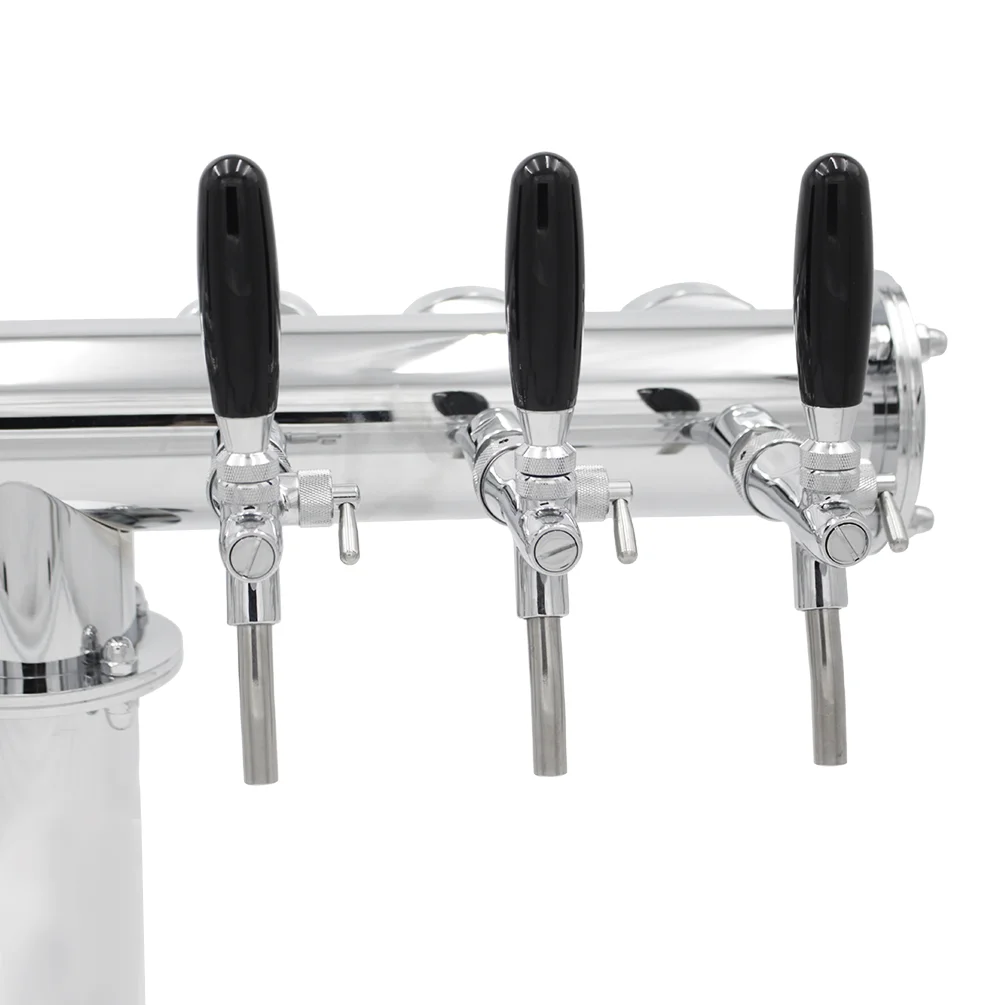 Stainless Steel Beer Tower 6 Tap T Shape Chrome Plated Draft Dispenser Commercial Grade Bar Equipment