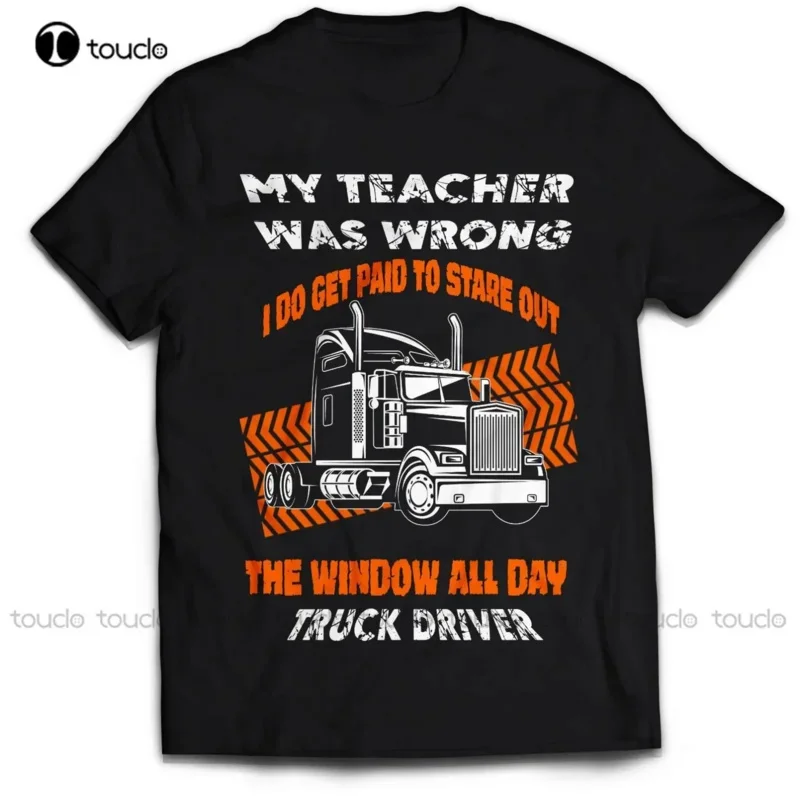 Men's Casual Short Sleeve T-Shirt, Truck Driver T-Shirt, Rocker, Lorry Driver, DAF, Funny, Creative, Novelty