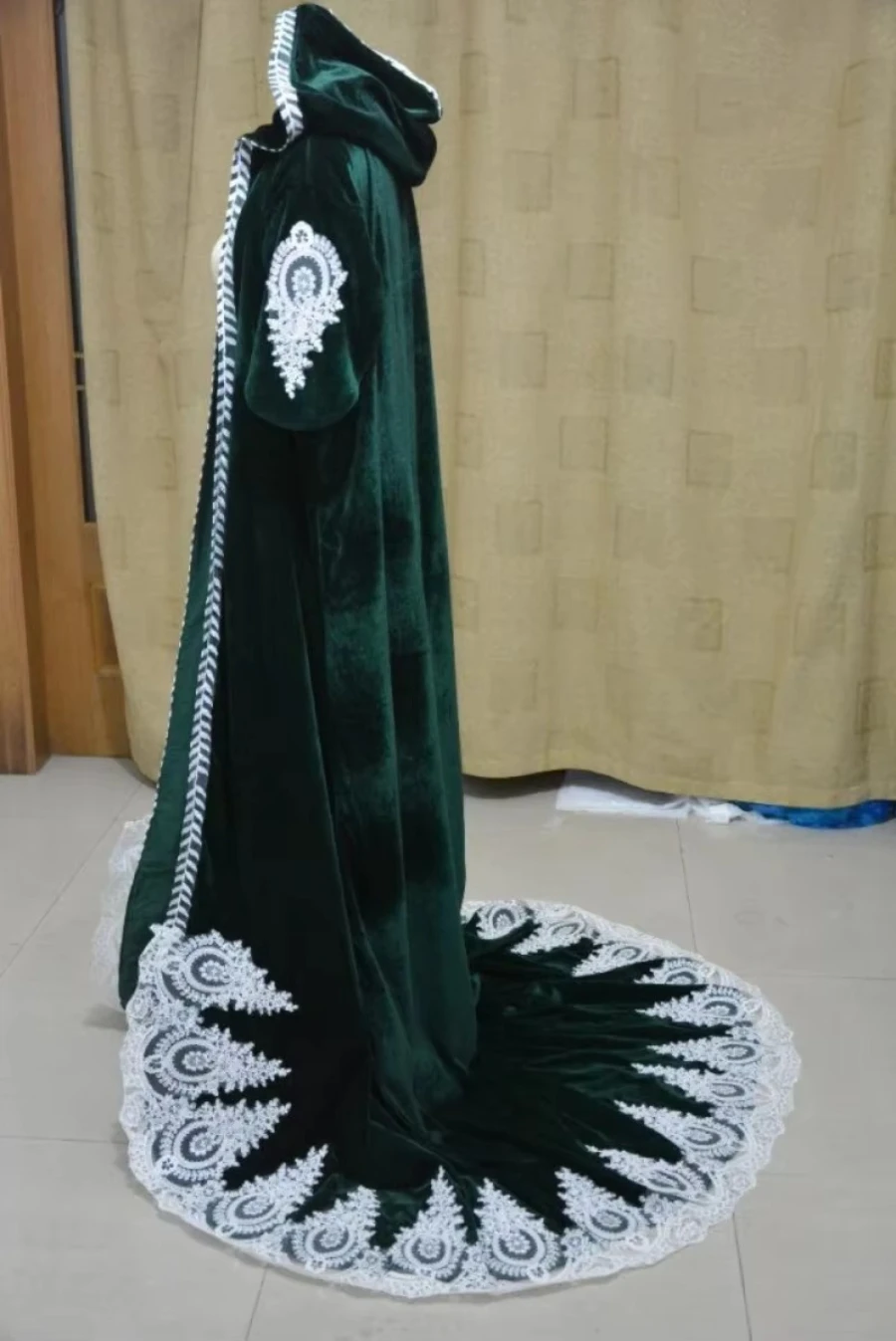 wedding coat Hooded lace appliques Bridal Cloak Wrap wedding cape Halloween Medieval Cloak shawl custom