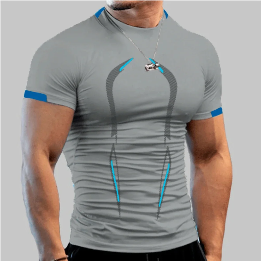 New Summer Sportswear Gym Breathable T Shirt Men Quick Drying Jogging T-Shirt Men Training Tees Fitness Tops Running T-shirt