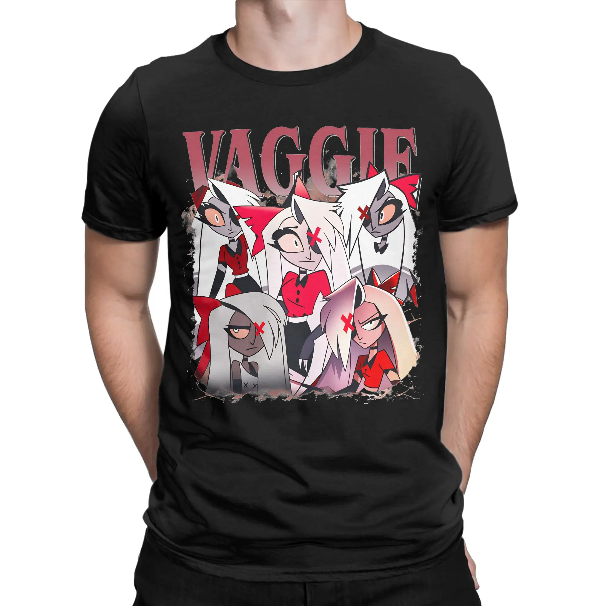 Limited Vaggie 90s Bootleg T Shirt Summer  Hazbins Hotels Vintage T Shirts Cotton Harajuku Tshirt For Men Short Sleeves Top Tees