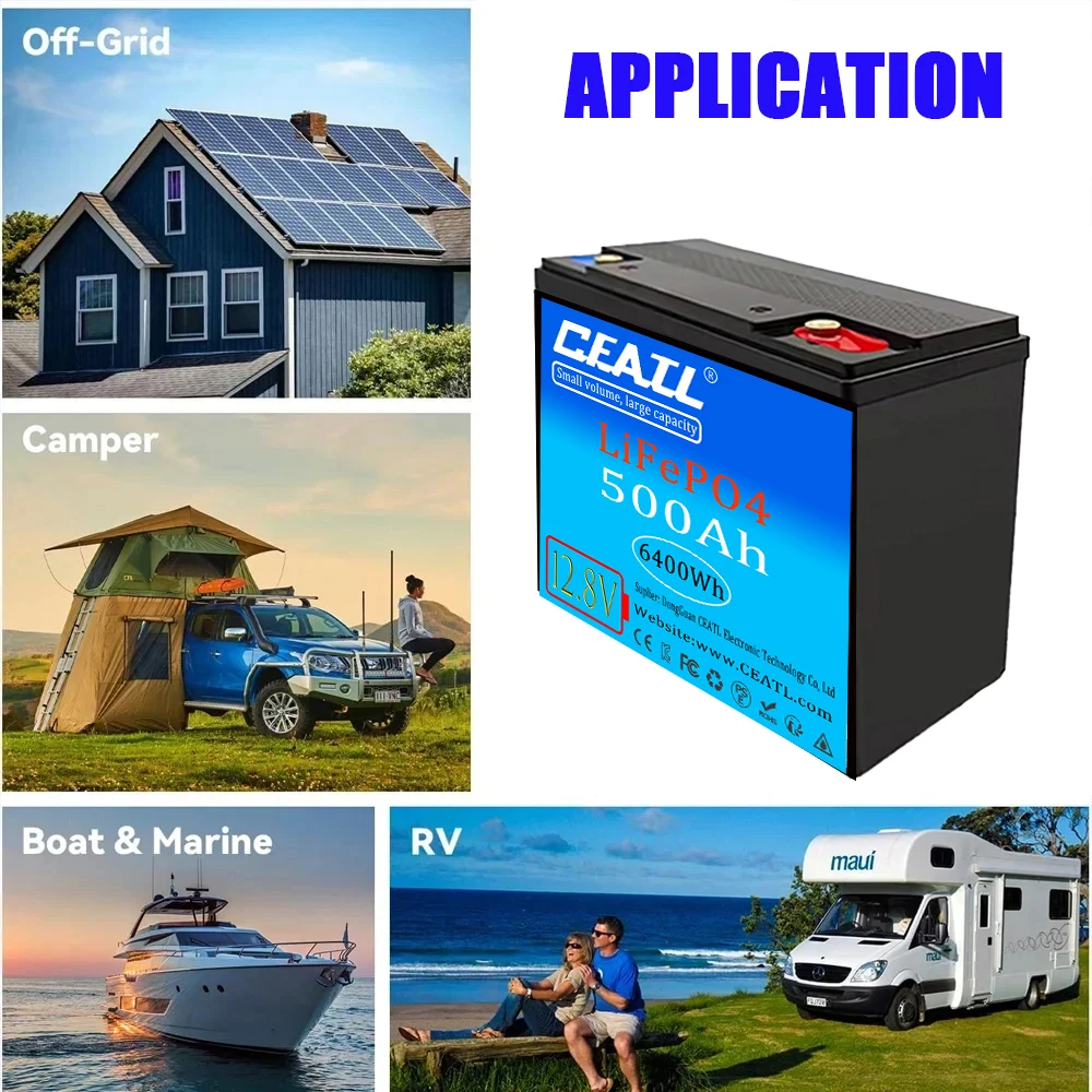 12.8V LiFePO4 Lithium Battery 300Ah 🔥6400Wh , Built-in 200A BMS, Rechargeable Battery, for RV/Camper, Solar, Marine, Overland/V