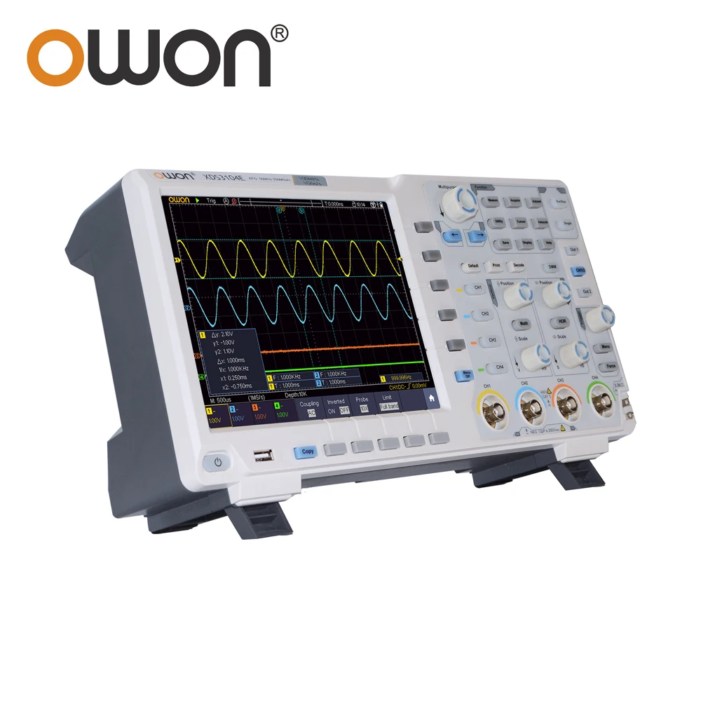 OWON 4CH Digital Oscilloscope 100MHz XDS3104E 60MHz XDS3064E 4 Channels 1GS/s 8inch Touchscreen I2C SPI RS232 CAN BUS Decording