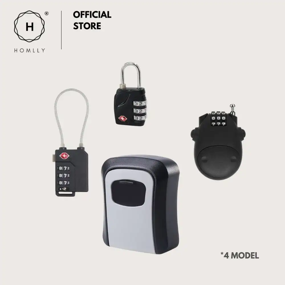 Homlly Digit Combination Travel Luggage Pad lock & Wall Mounted Key Storage Box