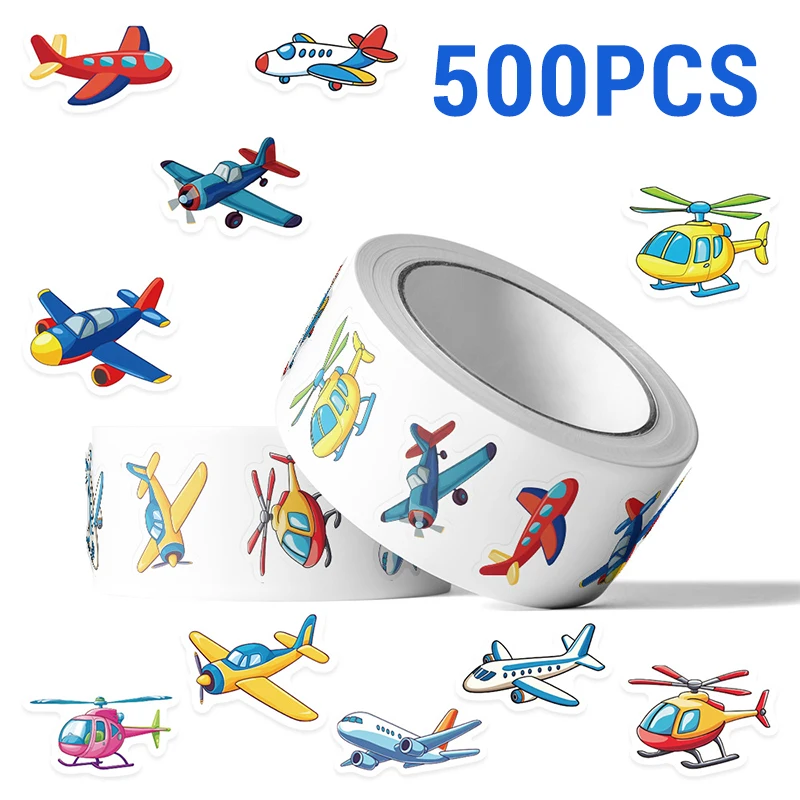 500PCS Cute Airplane Pattern Stickers Children Reward Graffiti Decals Guitar Skateboard Luggage Laptop DIY Self-adhesive Sticker