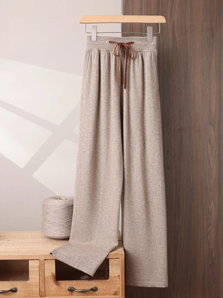 

Man Pants 100% Cashmere Clothing Straight Trousers New Autumn Winter High Quality Cozy Fashion Knitwear Basic Soft Brushed Pants