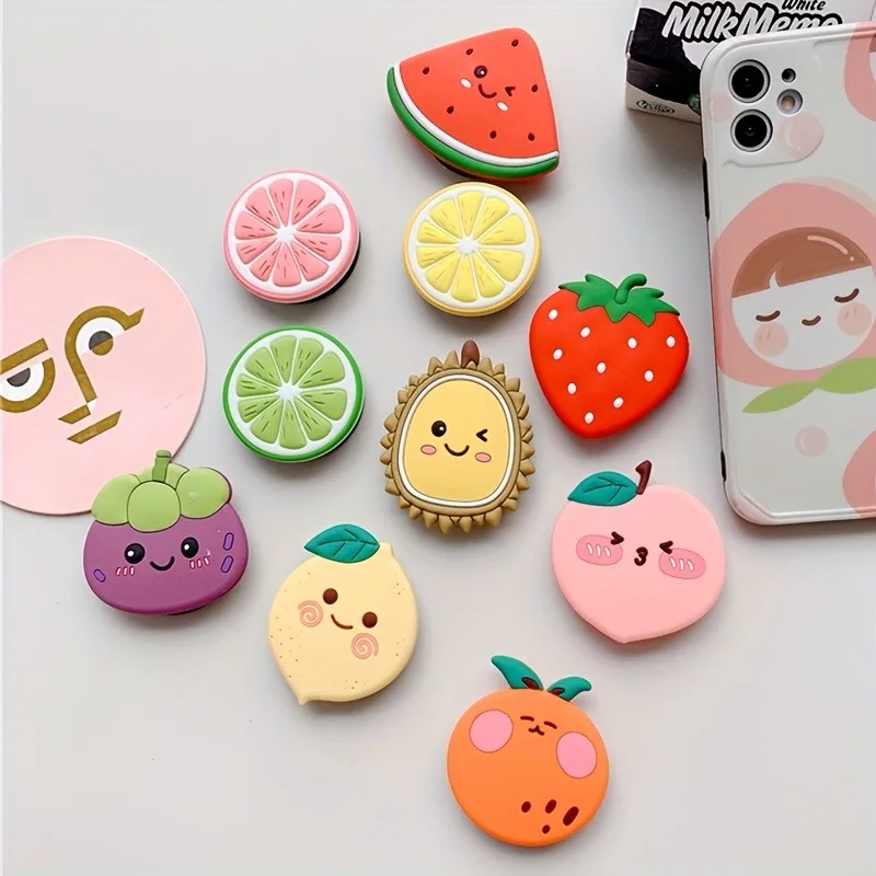 Support de téléphone à poignée pliable, fruits fraises, pour iPhone 17 16, Samsung, prise Tok, Support de doigt de poche, Support Griptok