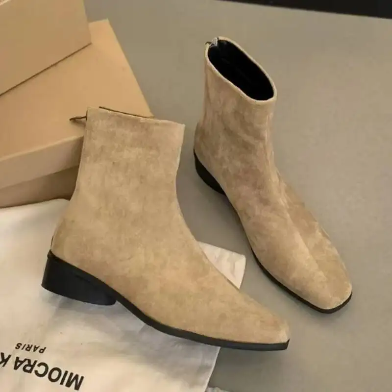 

Elegant Ankle Boots Women Flats Suede Shoes Trend New Fashion Boots Winter Casual Sneakers Woman Walking Zapatillas Mujer