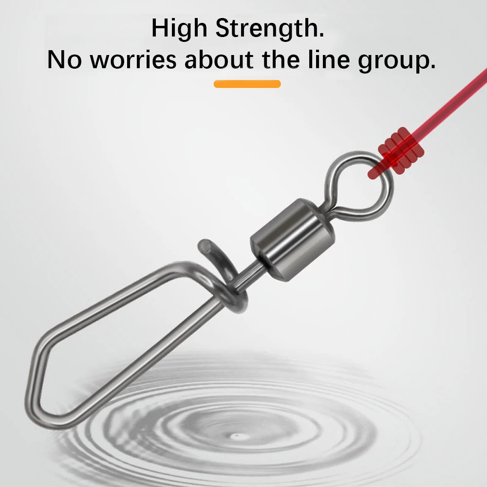 DNDYUJU 10-50X الصيد يدور مع التعشيق المفاجئة دبوس وصلة دوّارة لصيد الأسماك الفولاذ المقاوم للصدأ خطافات الصيد إغراء الكارب موصل الصيد أداة #6