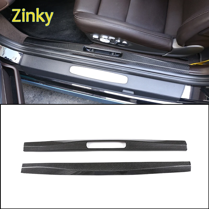 

2x Real carbon fiber Car interior door welcome pedal sill strip Fit for Porsche 718 2016-2019 911 2016-2018
