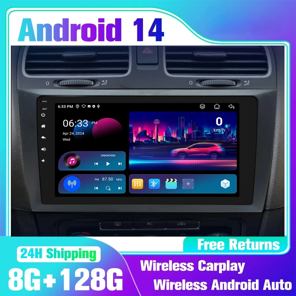 

Wireless CarPlay Android 14 Car Radio for VW Volkswagen Golf 6 2008-2016 player multimedia GPS navigation Carplay Auto