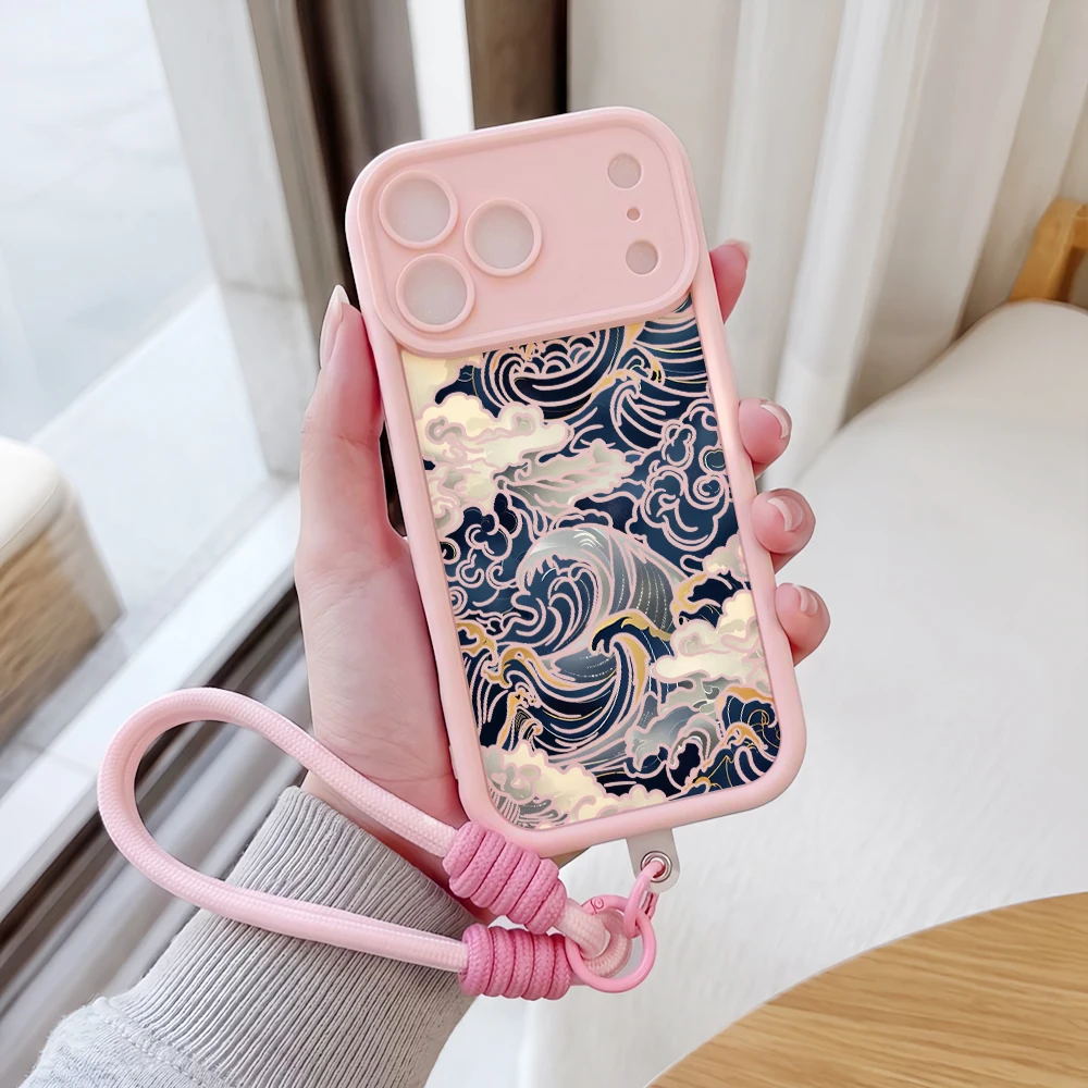 Handyhülle für Samsung Galaxy Note 20 S25 S26 Plus S24 S23 FE S25 S24 Ultra A57 A56 A07 5G Ukiyo E Waves Lanyard Silikonhülle – Detail 1