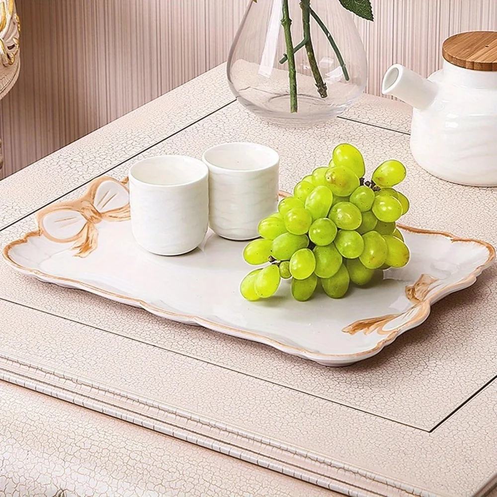 Piece Bow Tray Fruit Dessert Tray Resin Craft Cake Jewelry Storage Tray Party Decoration Tableware Candy Tray Organizer Tools