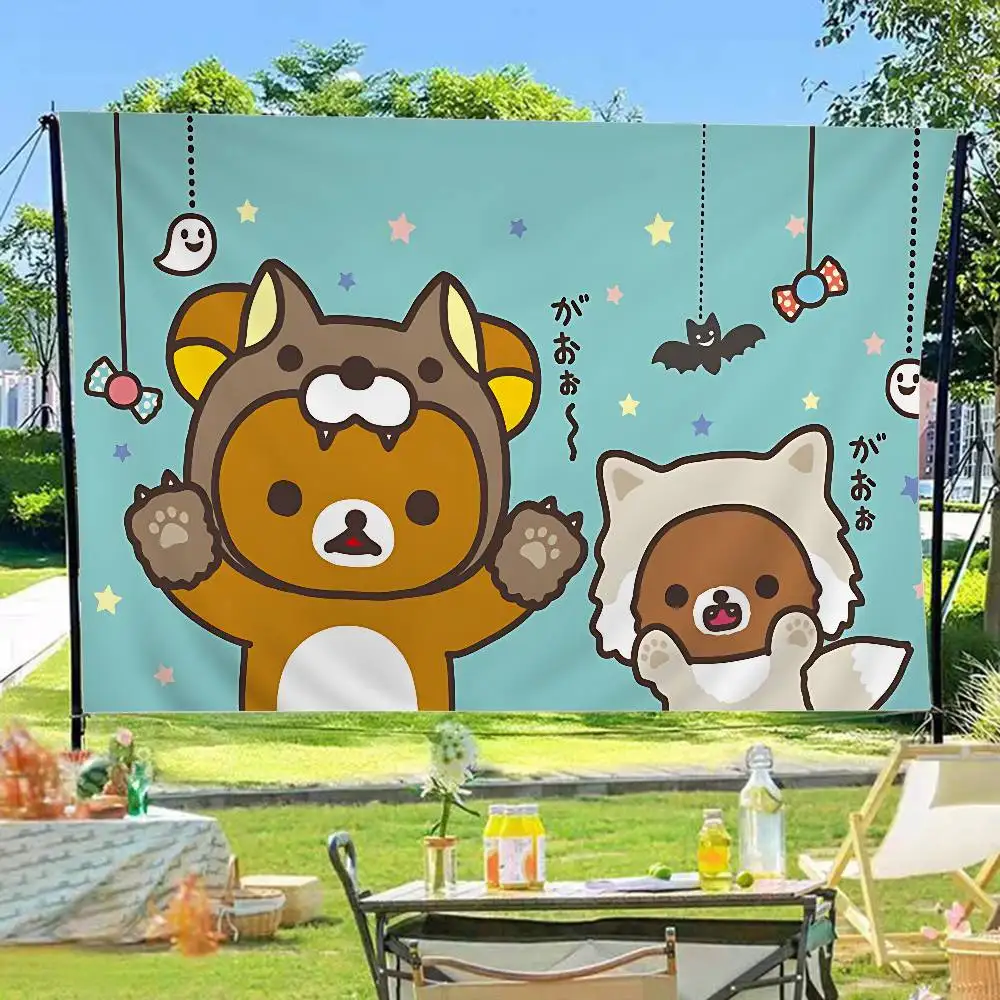Cute Cartoon Rilakkuma Retro Flags Multiple Choice Living Studio Booth Interior Decoration Banner