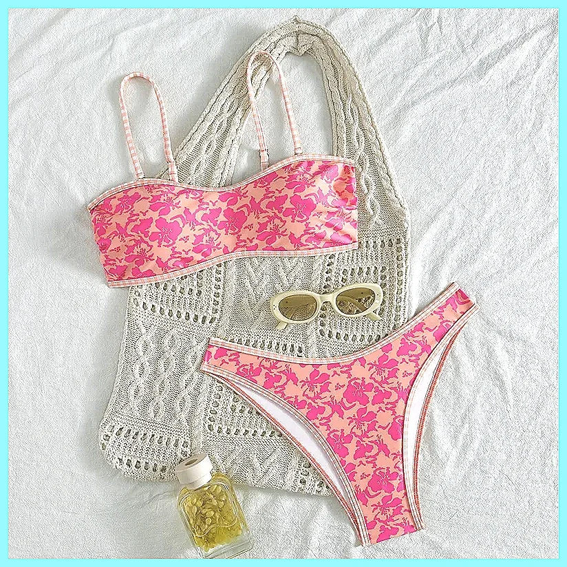 

Sexy Floral Print Brazilian Bikini Set for Women, Summer Beach Swimwear Two Piece Bathing Suit(74 characters)