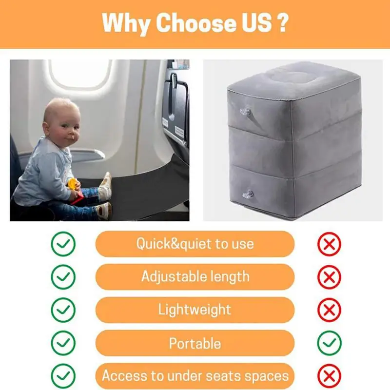 Kids Travel Airplane Bed Baby Pedals Bed Portable Travel Foot Rest Hammock Kids Bed Airplane Seat Extender Leg Rest for Kids