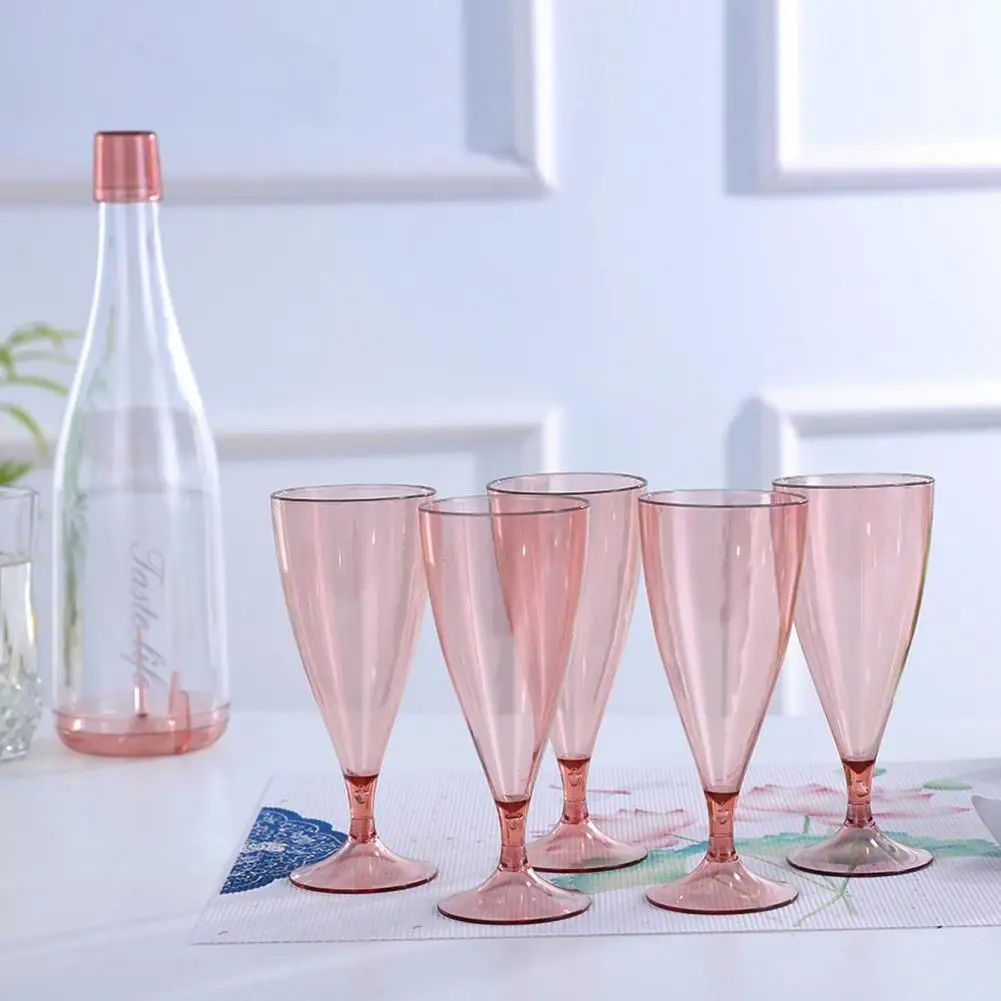 1 Set Plastic Wine Glass Set High Capacity Transparent Slender Bottom Cup Set Beer Champagne Cocktail Goblet Kit Bar Accessories