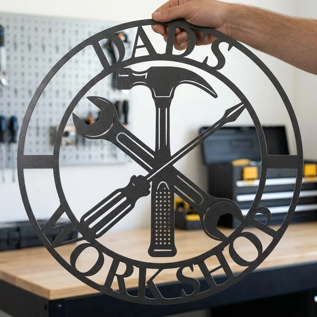 Personalized Metal Workshop Sign, Custom Work Shop Sign, Fathers Day Gift, Wall Art, Gift For Dad