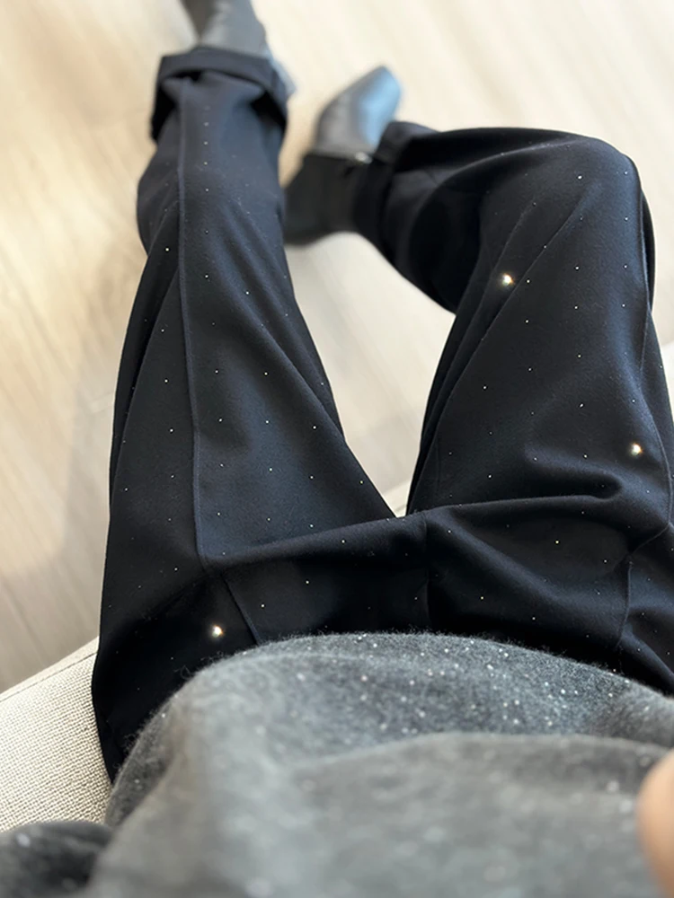 

Smart Casual Pants Wool Elastic Waist GAO Level Haome Long Cotton 00% l Waist Winter Season Regular Thin