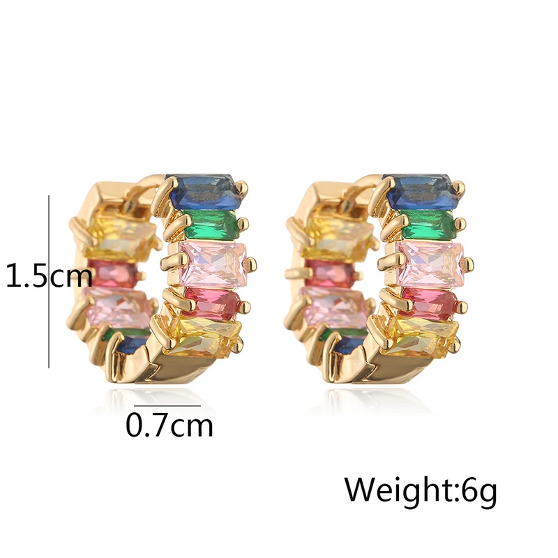GANPUP Exquisite glänzende bunte Zirkonia-Creolen für Damen, modischer neuer Ohrschmuck, Geschenk für Party. – Detail 1