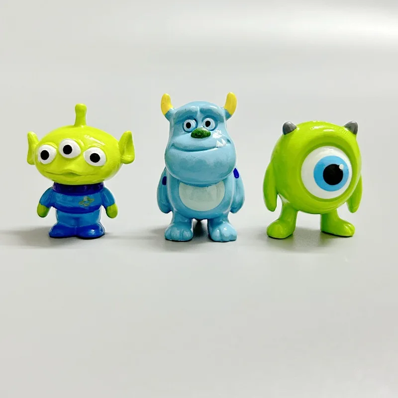 3Pcs Disney Cute Alien Action Figures Collectible Desktop Ornament Office Doll Monsters University Sullivan Mr. Q Hot Hobby Toys