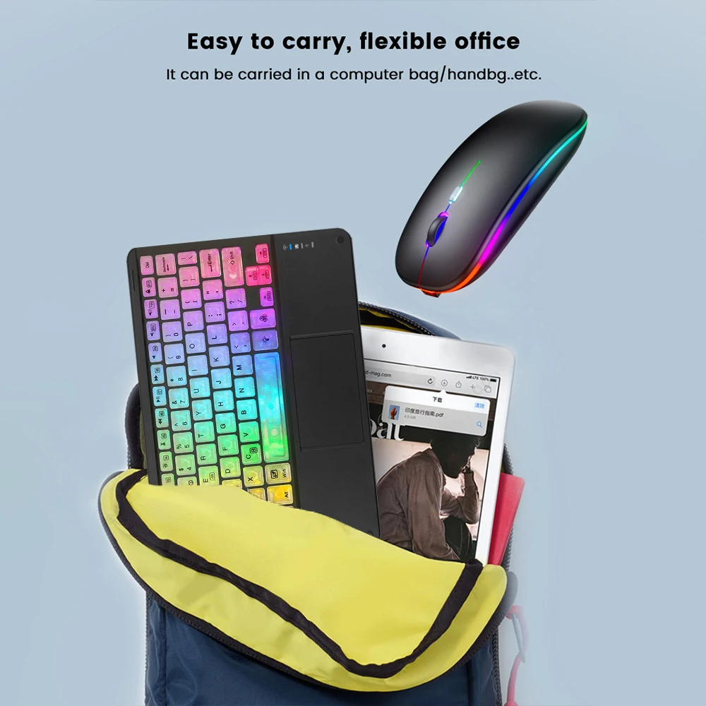 Wireless Backlight Keyboard And Mouse With Touchpad For Apple Huawei Samsung Xiaomi Rechargeable Ultra-Thin Tablet Teclado
