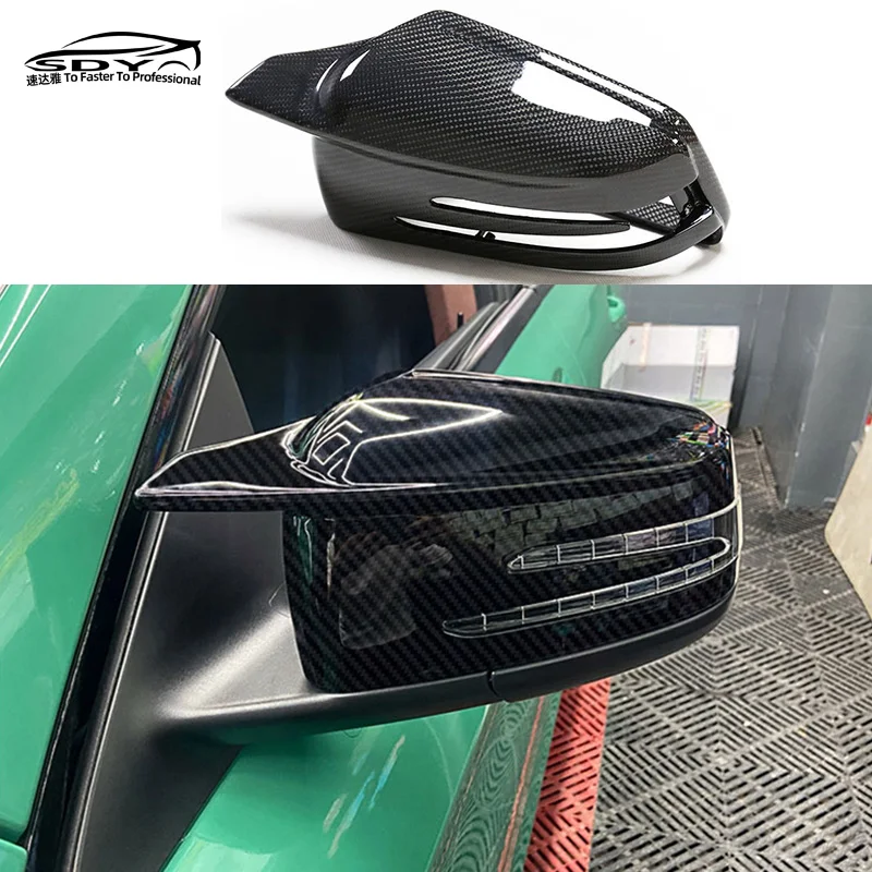 For W204 W207 W212 C218  Horn Style Carbon Fiber Mirror Caps Mirror Cover for Mercedes Benz a B C S E Class