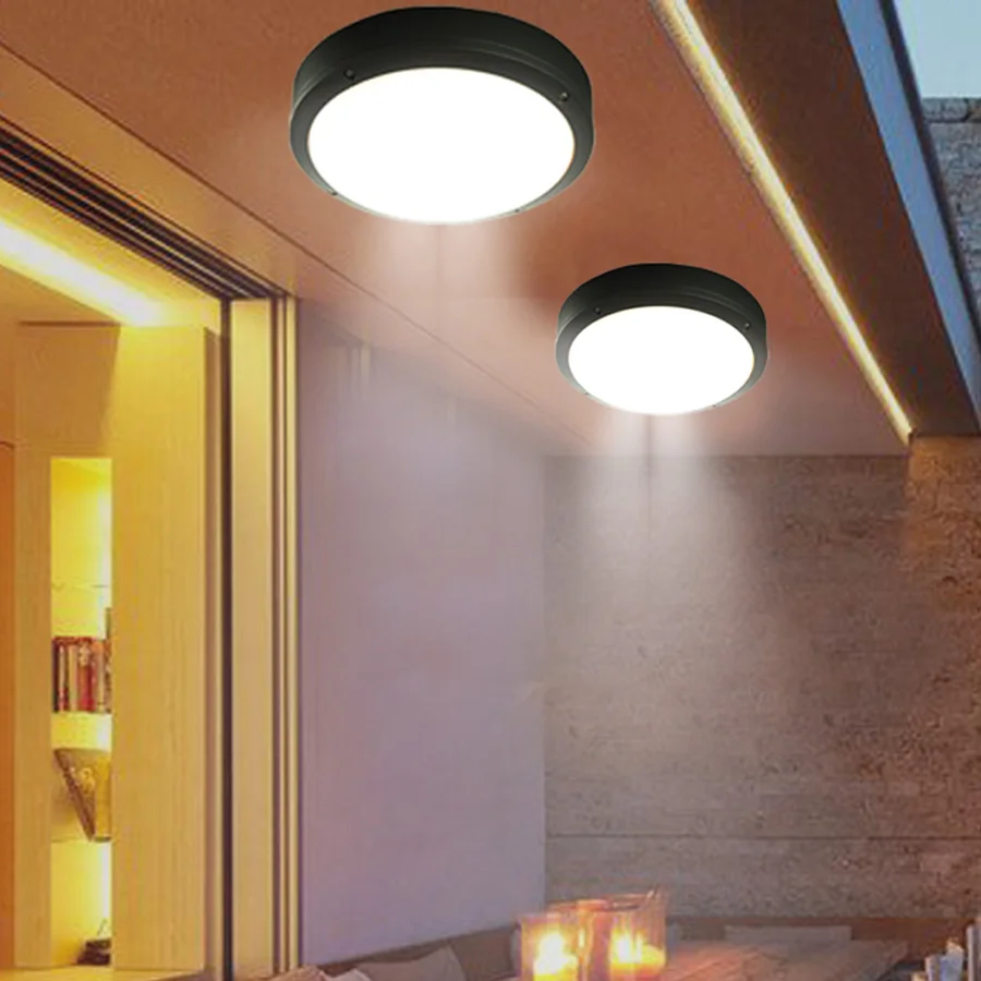 Imagem -02 - Impermeável Rodada Led Luz de Teto Lâmpada Simples Exterior Jardim Corredor Varanda Downlight Terraço Villa Hotel 12w 18w