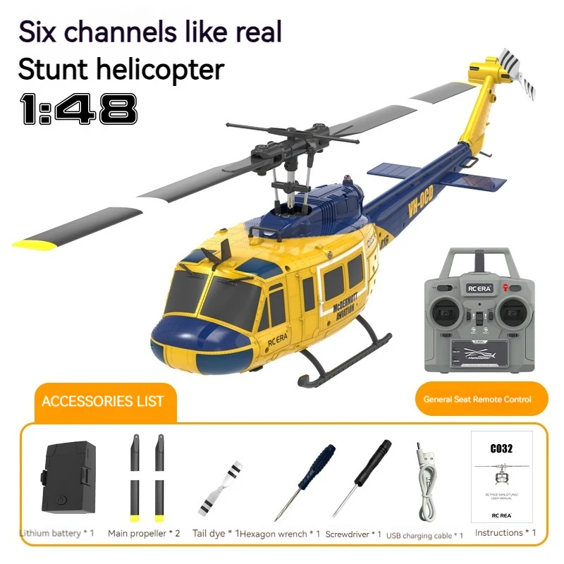 

Electric UH-1 Huey Simulation Stunt Helicopter Remote-Controlled Aircraft Model Toy with Six-Way Aileron Free Reverse Function