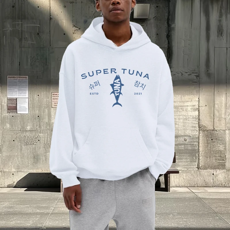 

Kpop Korean Jin Super Tuna Fish graphic hoodie 2025 new men women vintage Long sleeve streetwear print oversized hoodie unisex