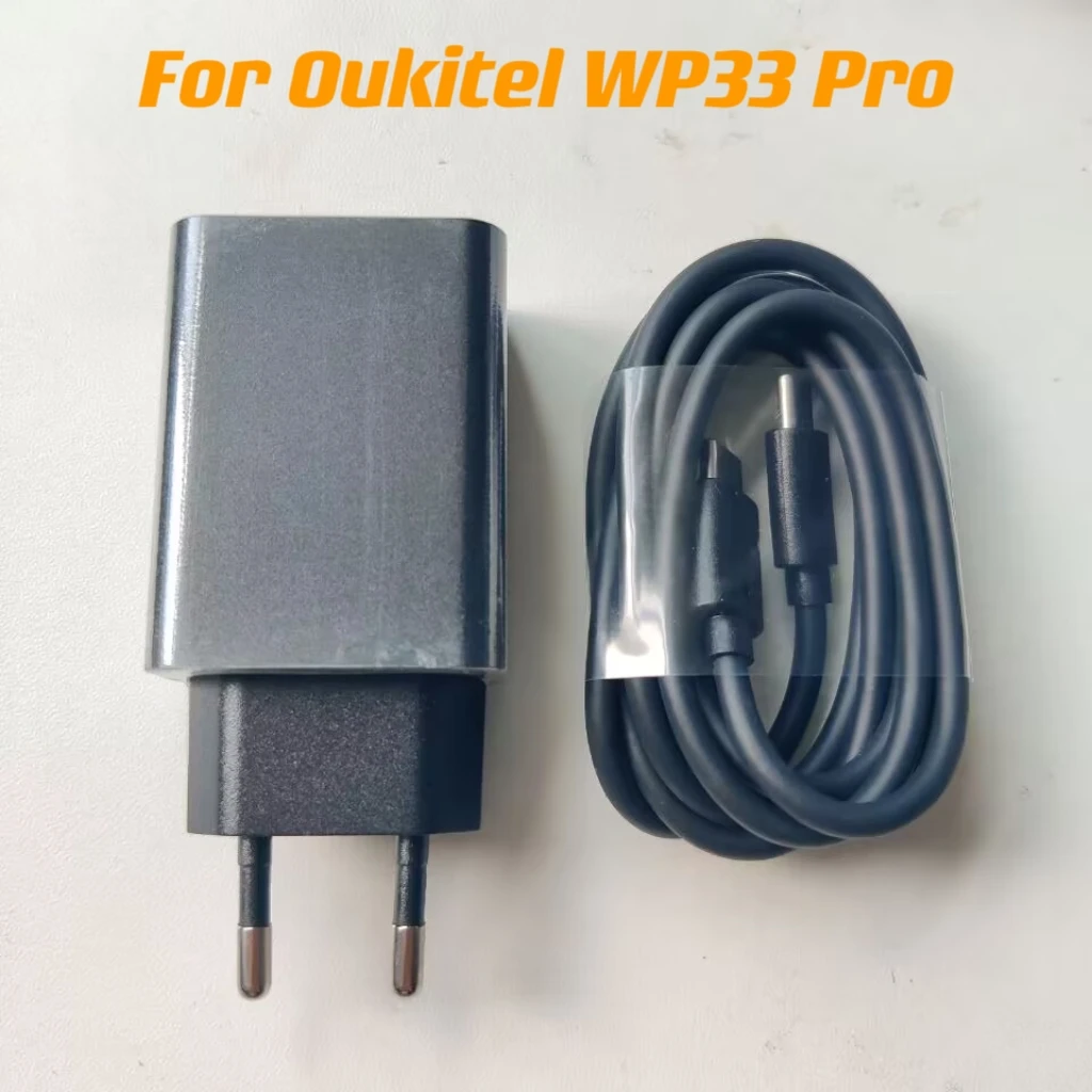 Original New Oukitel WP33 Pro.Cell Phone Adaptor Travel Charger EU Plug Adapter +Type-C USB Cable Line