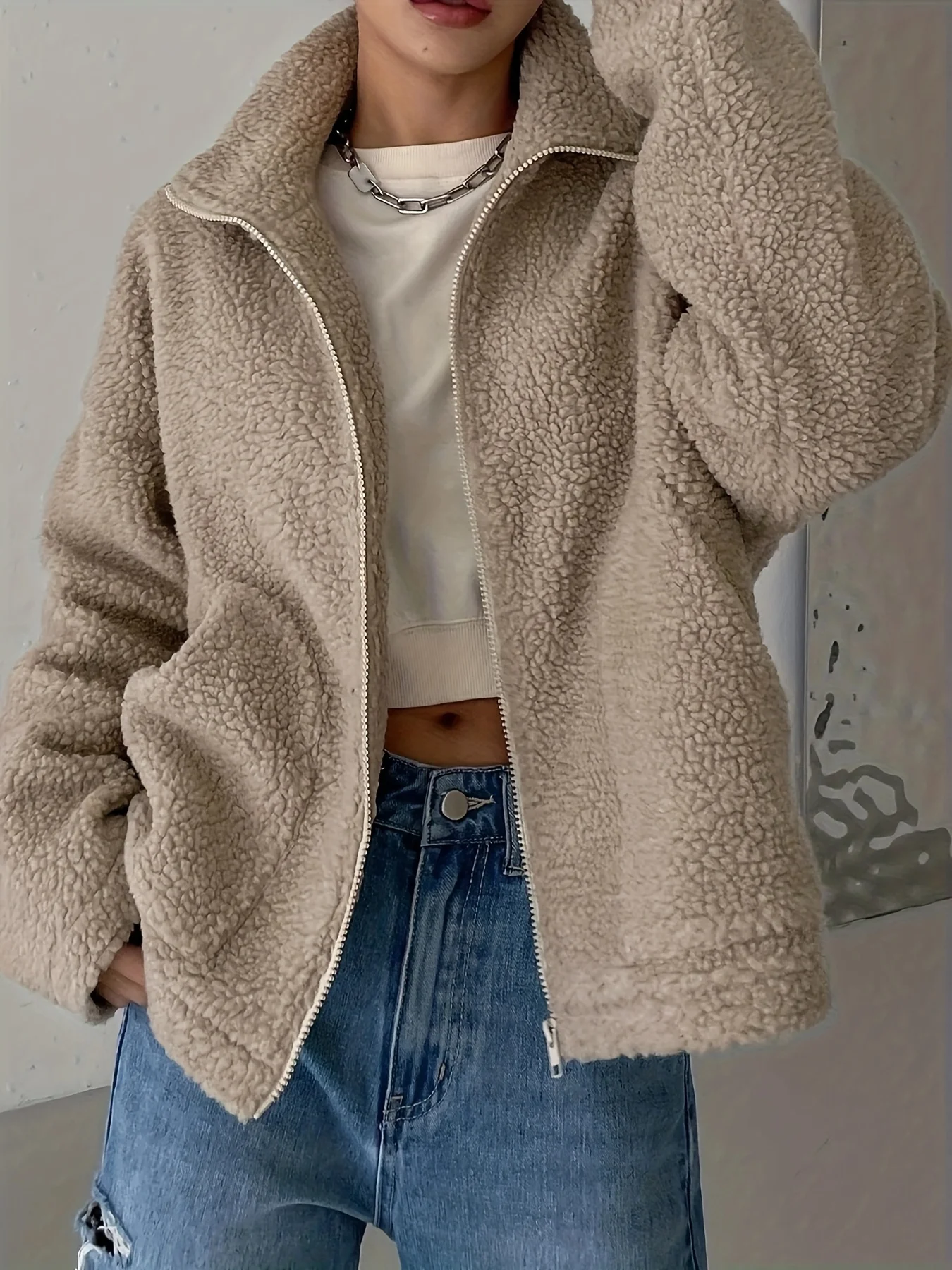 Autumn Winter Fashion Women\'s Coat New Casual Hooded Zipper Lady Clothes Cashmere Female Fleece Jacket Solid Color Ladies Coats