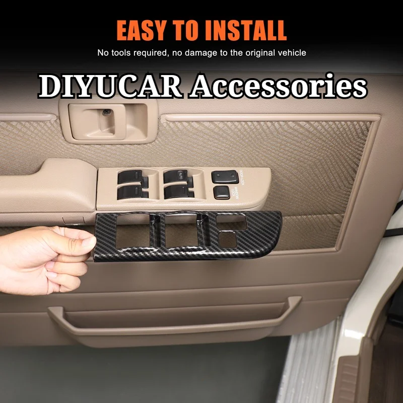 

For Toyota Land Cruiser LC70 76 78 79 2007-2026 ABS Carbon Fiber Car Window Lift Switch Panel Cover Trim Interior Accessories