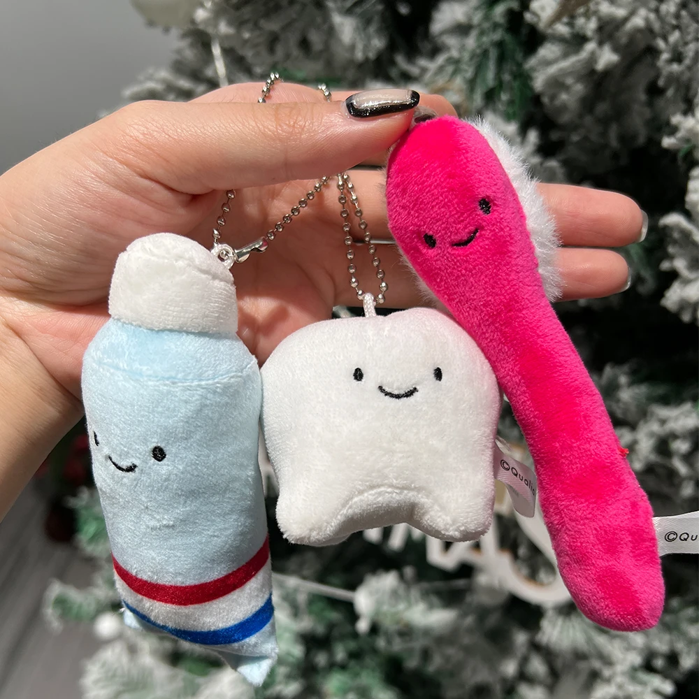 

Dental Cute Plush Dolls Tooth Shape Pendant Hanging Toothpaste Toothbrush Stuffed For Kids Brushing Learning Toys Dentist Gift