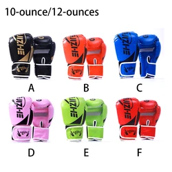 1 Pair Women Men Padded Boxing Gloves Training Practice Adjustable Breathable Punching Mitts Hand Protector Black 12 OZ