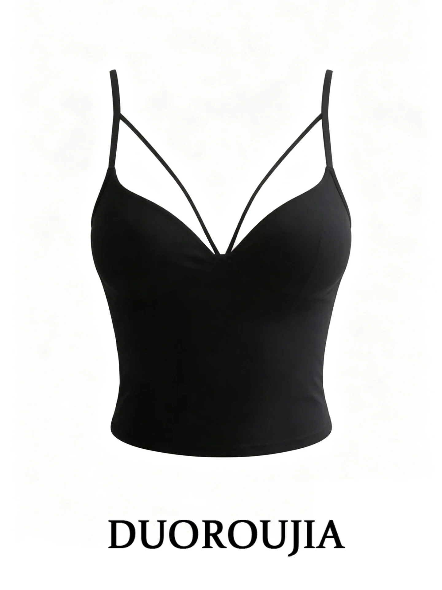

DUOR plus Size American Design V-Neck Strap Vest Women's Summer with Chest Pad Black Slimming Beautiful Back Top