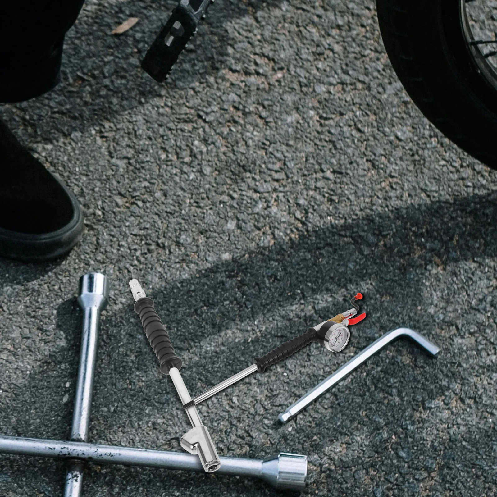 Kompakte Reifenfüller-Messgerät, präzises Drucklesung, schnelles Aufblaswerkzeug, Reifenluftanzeige, tragbar, leicht, für Auto, Motorrad