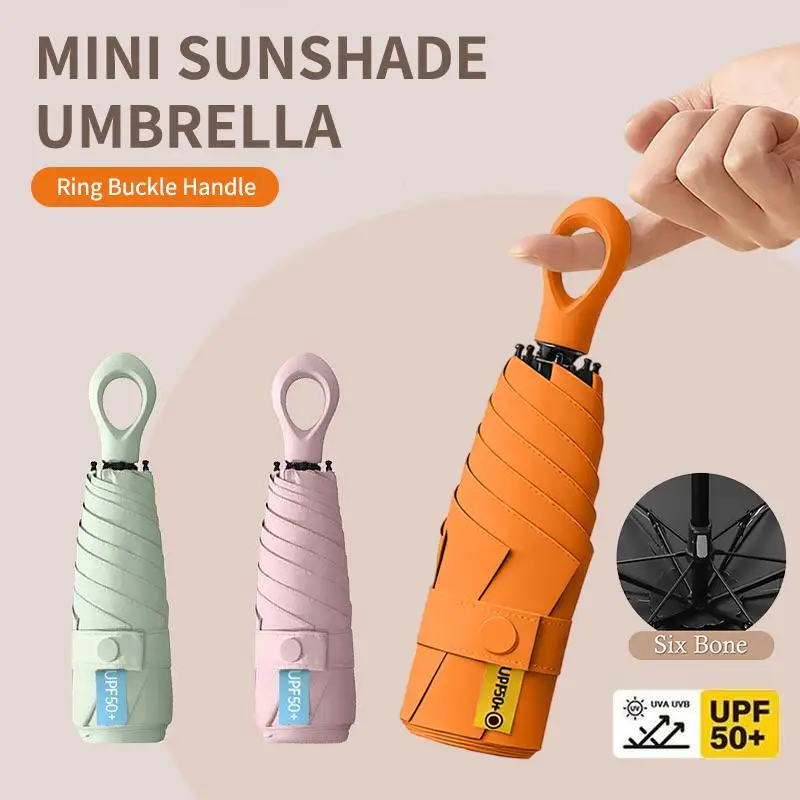 UV Protection Mini Umbrella Ultralight Outdoor Beach Travel Compact Windproof Quick Dry 6-Fold Portable Sunshade For Women