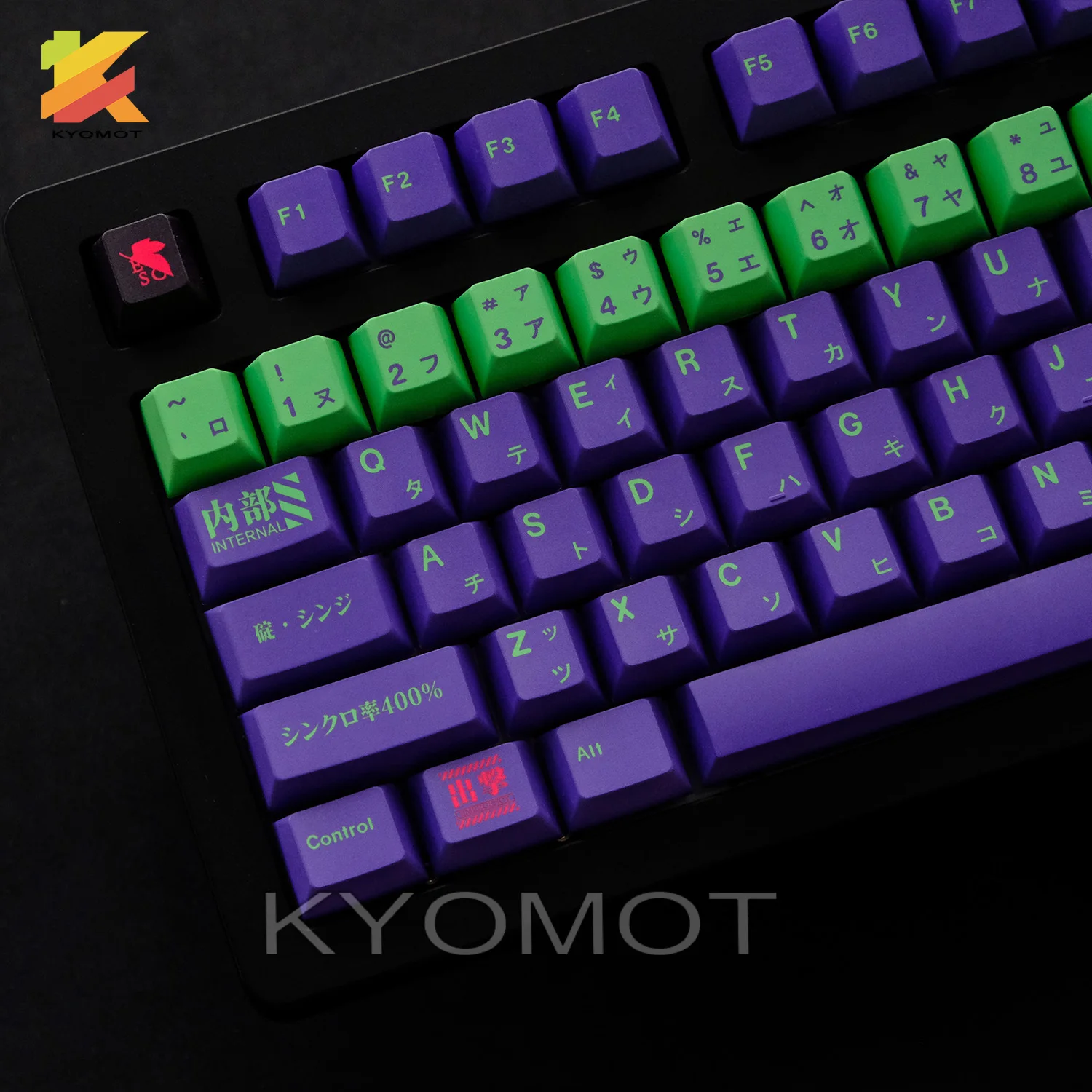 KYOMOT 128 Keys Eva 01 Mecha Keycaps Cherry Profile PBT SUB Anime Game Keycap for MX Switch Layout Full Size Mechanical Keyboard