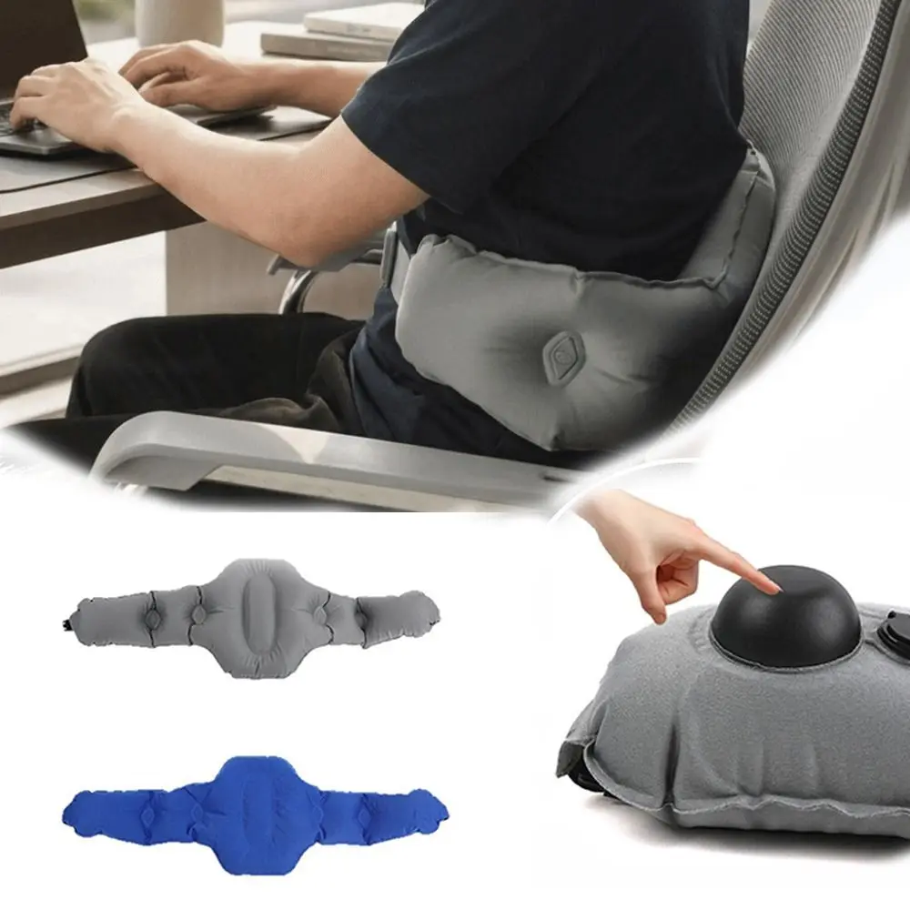Foldable Inflatable Lumbar Pillow Comfortable Press Self-Inflation Lumbar Support Cushion Lightweight Breathable