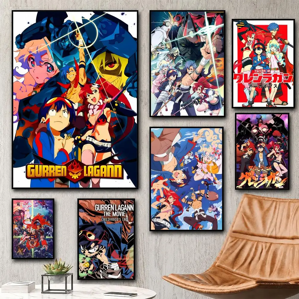 Ästhetisches Wandkunst-Poster, trendiges Anime-Gurren-Lagann-Poster für Schlafzimmer, Studentenwohnheim, Heimdekoration, großes Wandbild-Druckbild