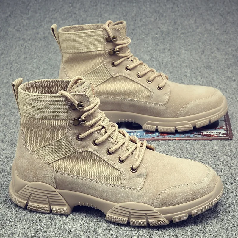 

2025 Spring Short Boots Men's Mid Top Short Boots Big Head Leather Shoes High Top Shoes Outdoor Work Boots