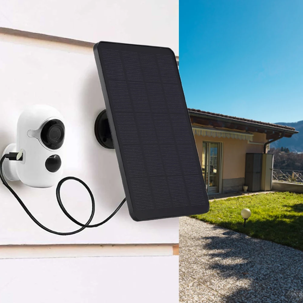 10W 5V Portable Solar Panel Waterproof Solar Cell Charger DC5521/Type-C/Micro USB/Micro USB+Type-C 2in1 Port for Doorbell Camera