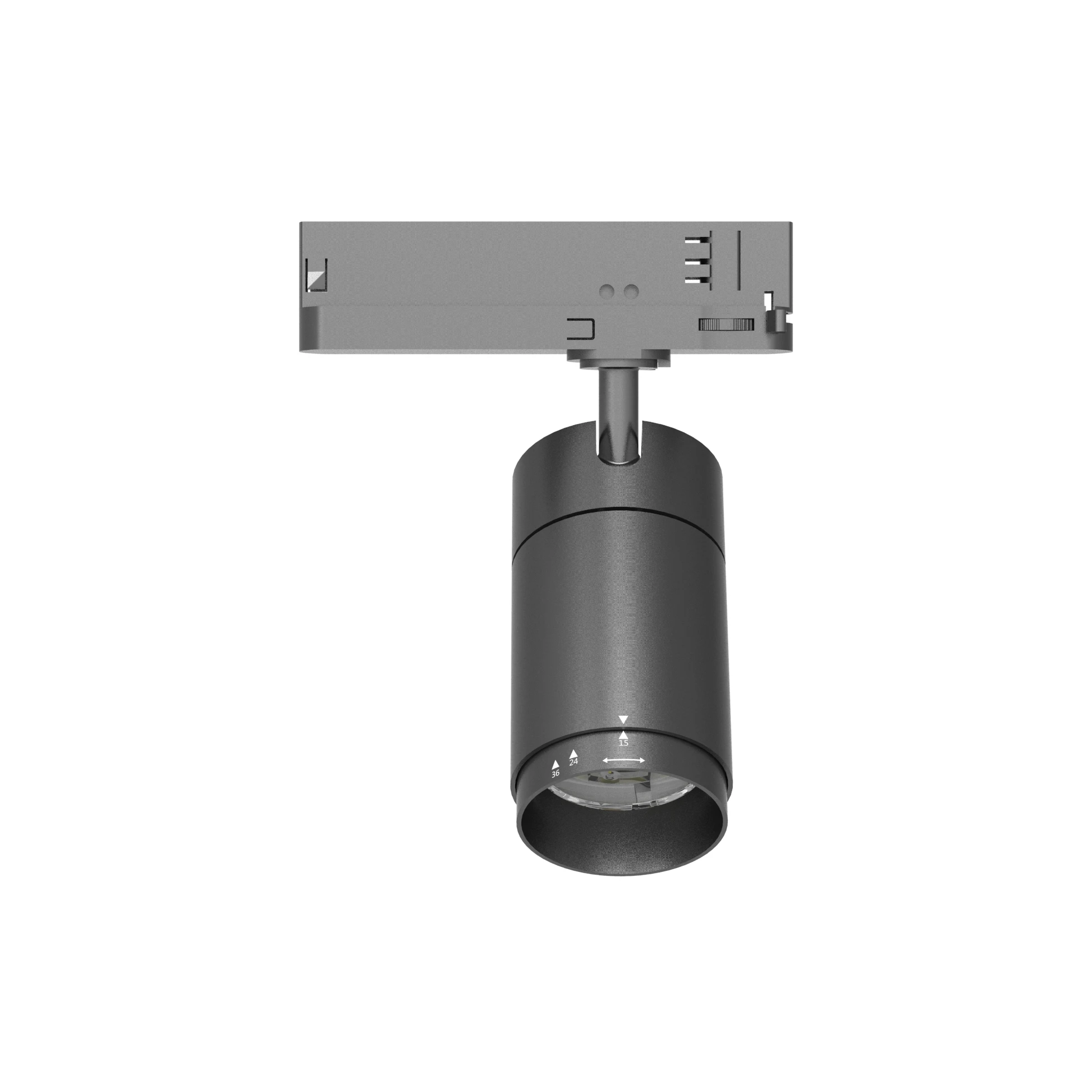 Zoomable 23W LED Track Spotlight for DALI Dimmable Systems White Black Commercial 3 Phase Aluminum Housing Ceiling Track