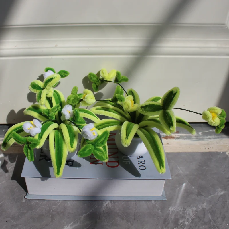 

4 шт. * очистители труб ручной работы, пауковые растения и цветы, горшечное растение, искусственные цветы, домашний декор для рабочего стола