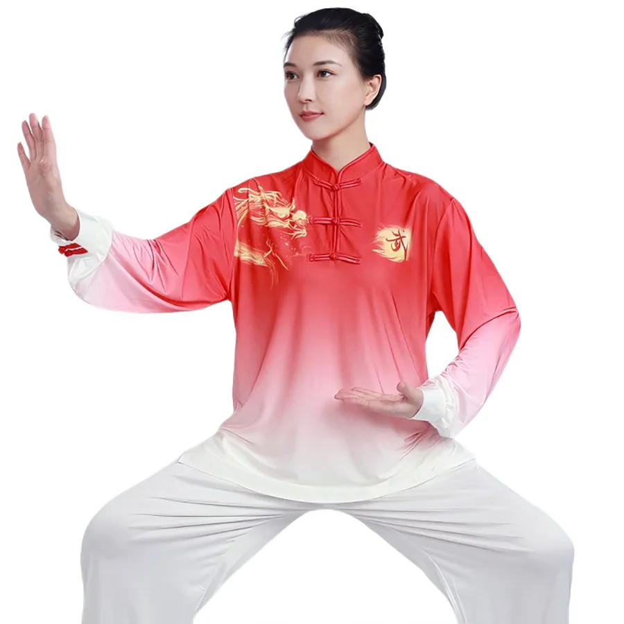 CLYFAN Button-style Tai Chi Clothing Set Chinese Style Embroidered Wushu Training Suit for Women and Man 2XL