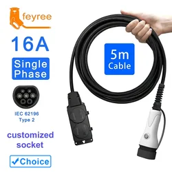 feyree V2L Cable Electric Car Side Discharge Plug EV Charger Type2 16A with EU Socket Outdoor Power Station( Upgraded Version)