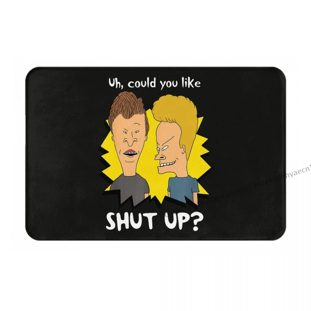 Beavis and Butthead Funny Sarcastic Cartoon Bath Non-Slip Carpet Shut Up Graphic Flannel Mat Welcome Doormat Home Decoration Rug