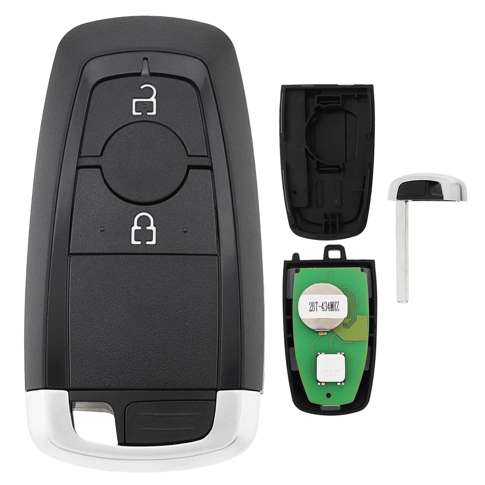 

2 кнопки автомобильного брелока подходит для Ford EcoSport 2017 2018 2019 2020 Ranger 434 МГц 49 чипов A2C93142101 чехол для смарт-ключа без ключа