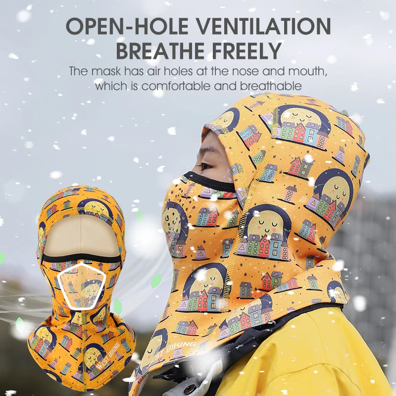 WEST BIKING Winter Children Balaclava Warm Boy Girl Hood Cap Soft Fleece Sport Cycling Scarf Neck Warmer Ski Full Face Cover